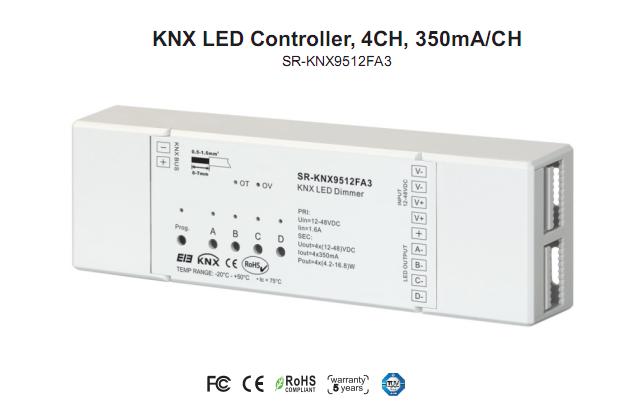 2016 NEW 4CH,350mA KNX LED Dimmer